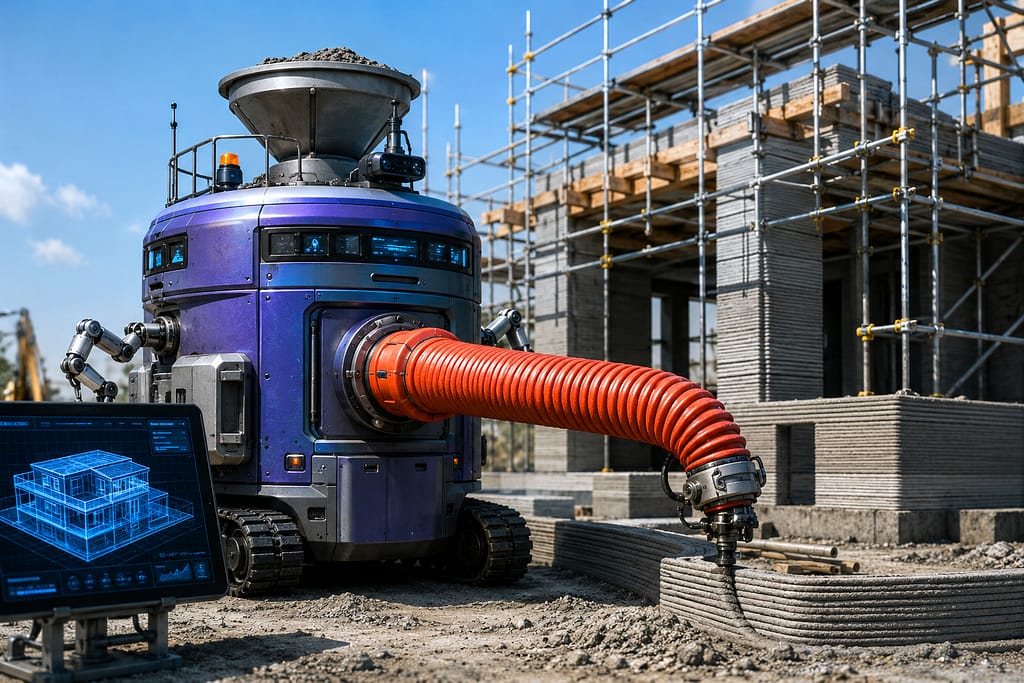 設計データから建設ロボット群を制御する未来型自動施工システムのコンセプト