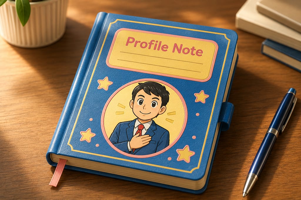 検証可能プロフィールを表示する青いデジタルノートのコンセプト