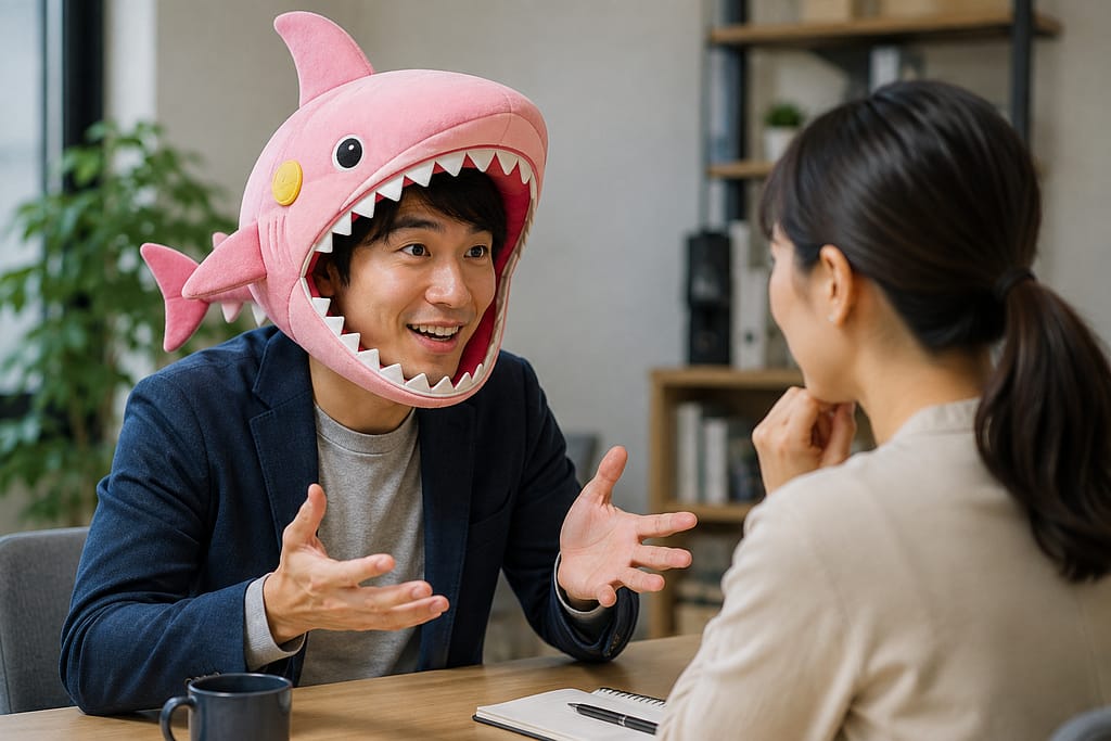 おだてジョーズを現代技術で再解釈したAI会話支援ヘッドウェアのコンセプト