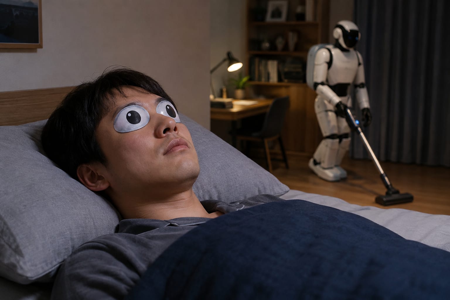 目の上に貼る薄型EEGパッチ型いねむりシールの現代的コンセプト