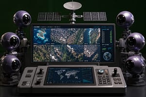 複数衛星と地理空間モニターを組み合わせた衛星スパイカメラの現代的コンセプト