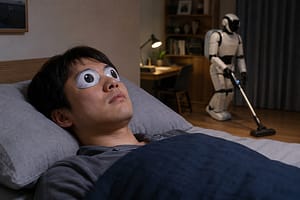 目の上に貼る薄型EEGパッチ型いねむりシールの現代的コンセプト
